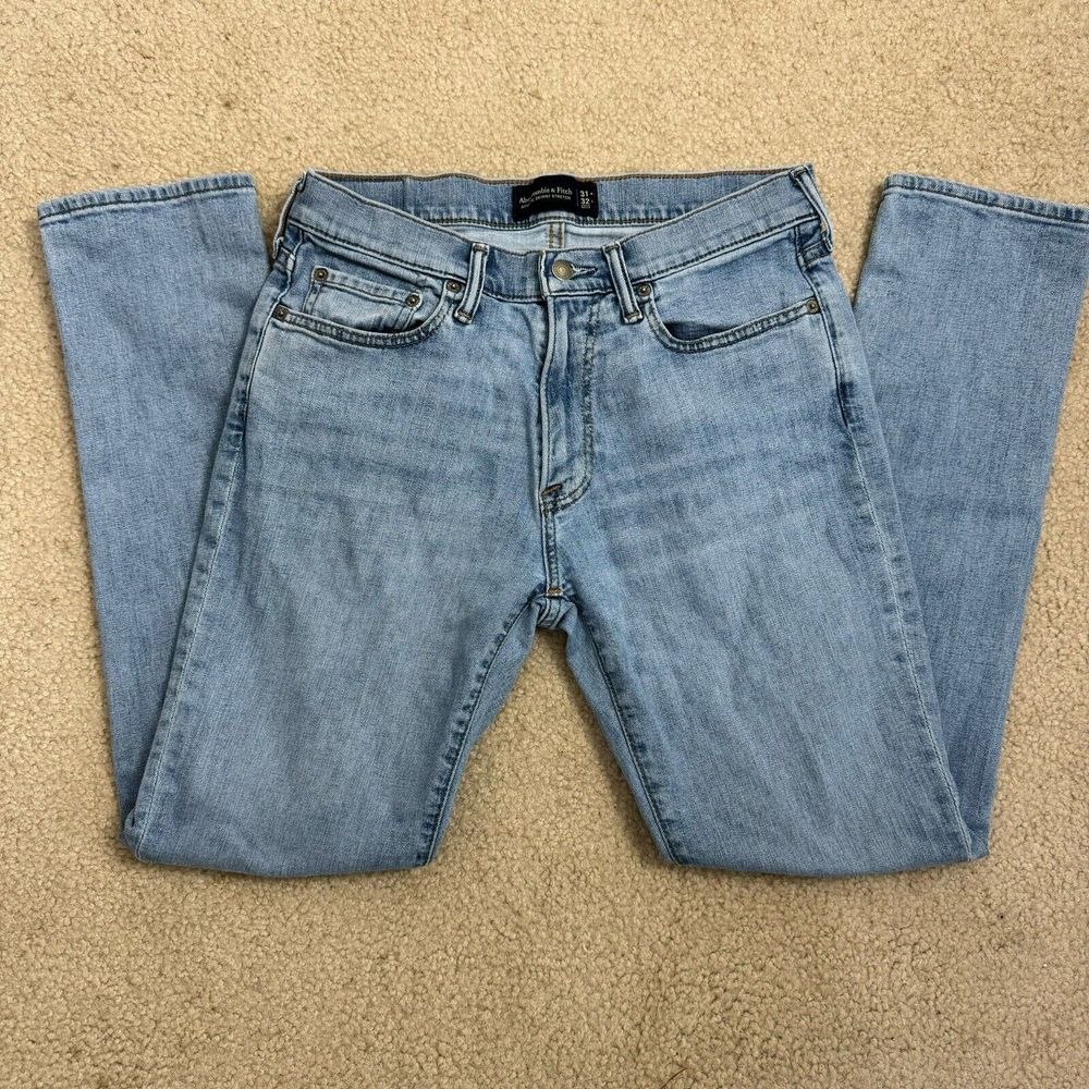 Abercrombie & Fitch Athletic Skinny Stretch Jeans Light Blue Mens Size 31x32